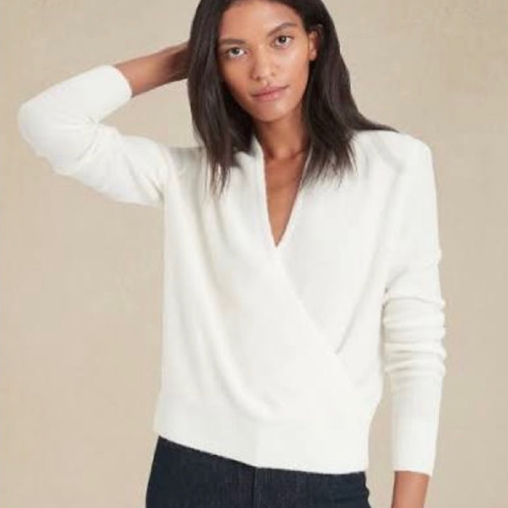 Banana Republic Wool Blend Aire Yarn Faux Wrap Sweater